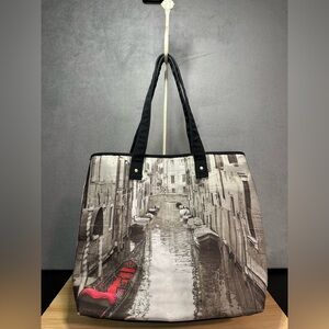 Galleria Venice Canal Gondola Print Large Tote Bag Travel Shoulder Bag zippered